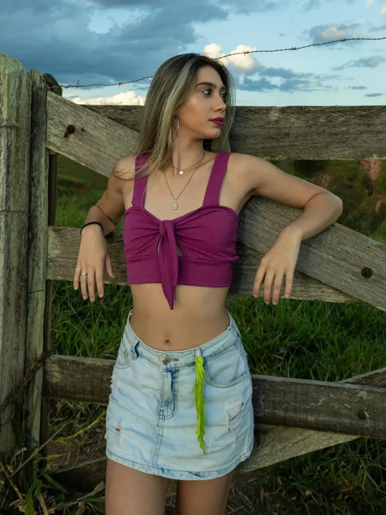 Crop and denim skirt
