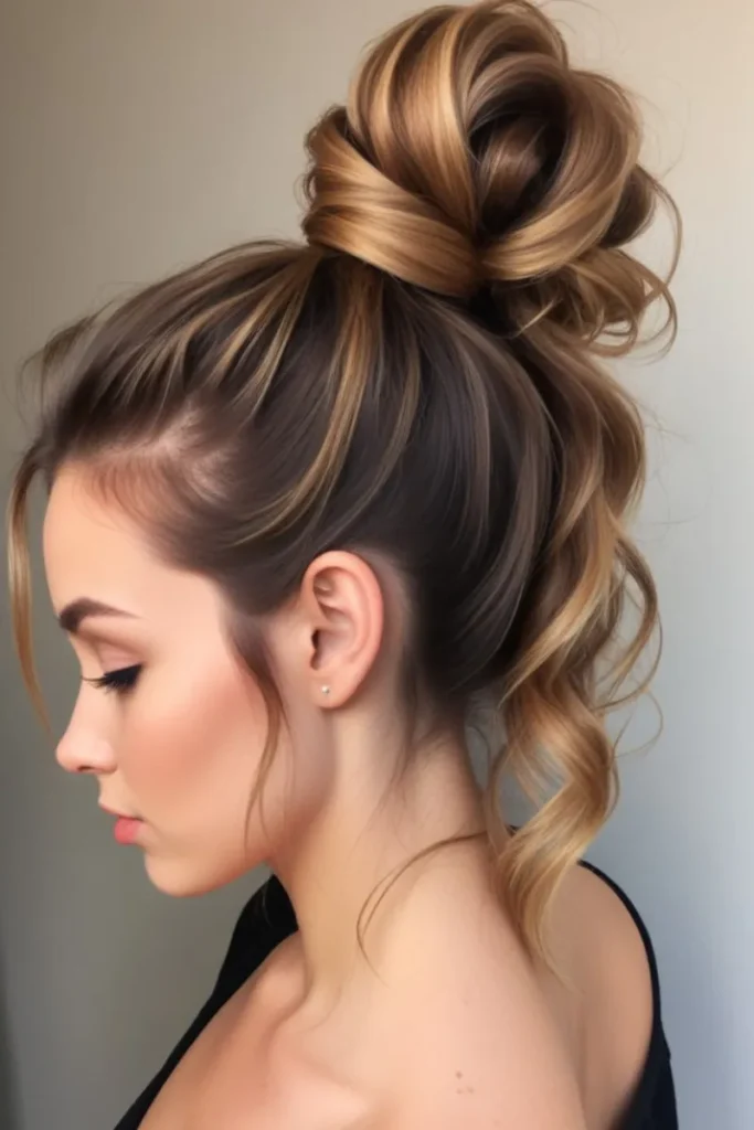 Top Knot with Loose Waves, Easy Festival hairstyle
