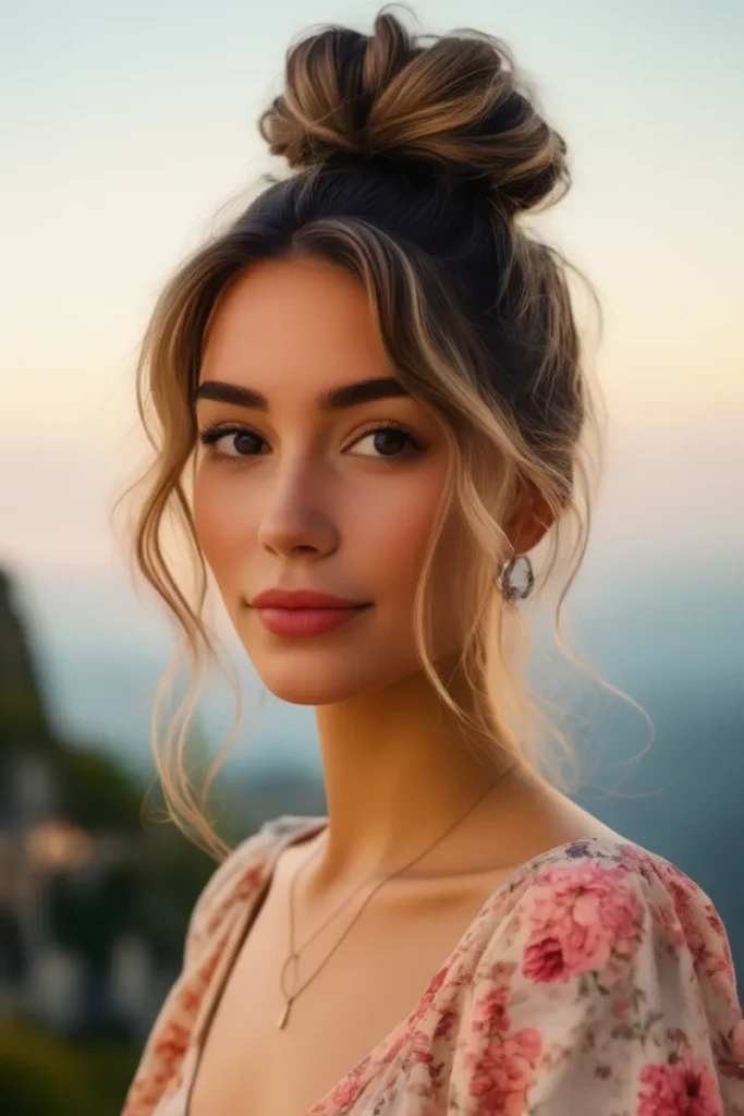 Top Knot with Loose Waves, Easy Festival hairstyle
