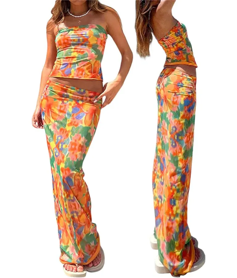 2 Piece Long Skirt Set